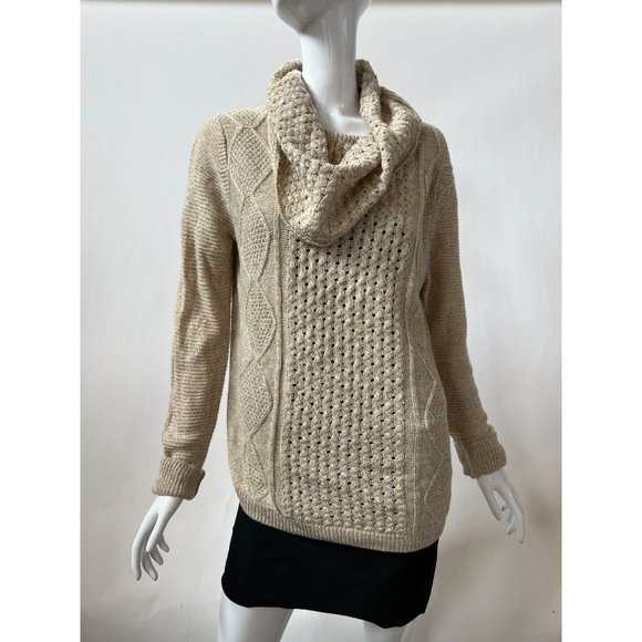89th and Madison Cowl Neck Sweater Large Beige Heather - Picture 5 of 13
